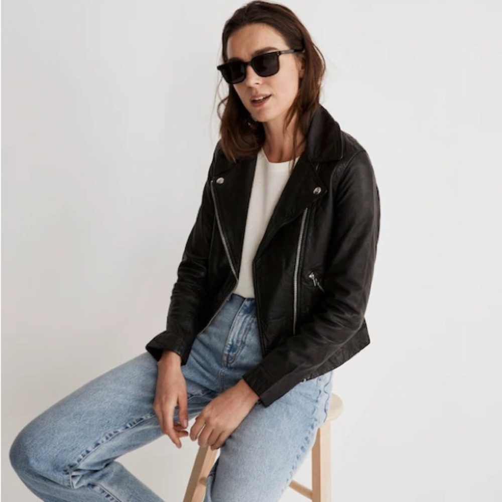 Madewell washed leather motorcycle jacket size small